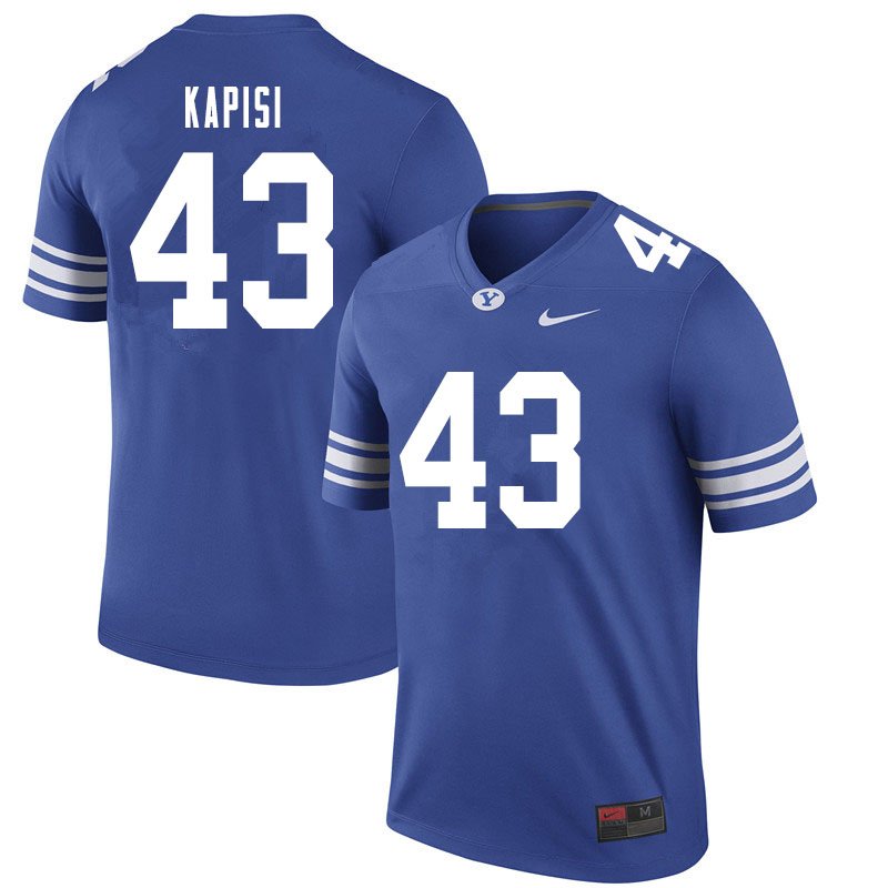 Men #43 Jared Kapisi BYU Cougars College Football Jerseys Sale-Royal